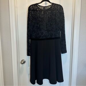 Ralph Lauren Black Lace Long Sleeve Dress Size 16